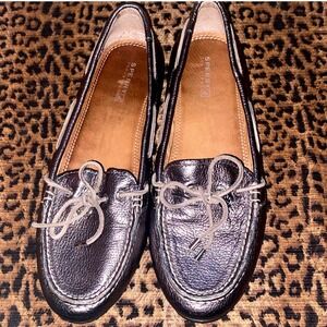 Sperry Metallic Boat Shoes Leather Loafers Comfort Slip On Shoes Size 8